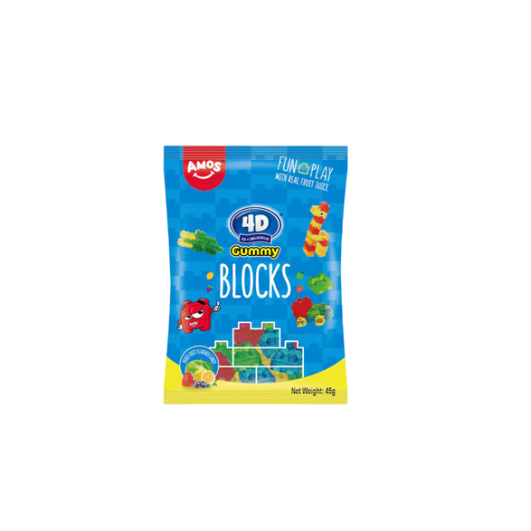 AMOS 4D FRUIT GUMMY BLOCKS 65GR