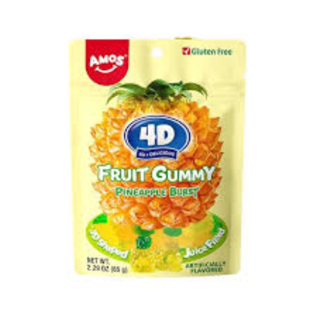 AMOS 4D FRUIT GUMMY PINEAPPLE BURST 65GR