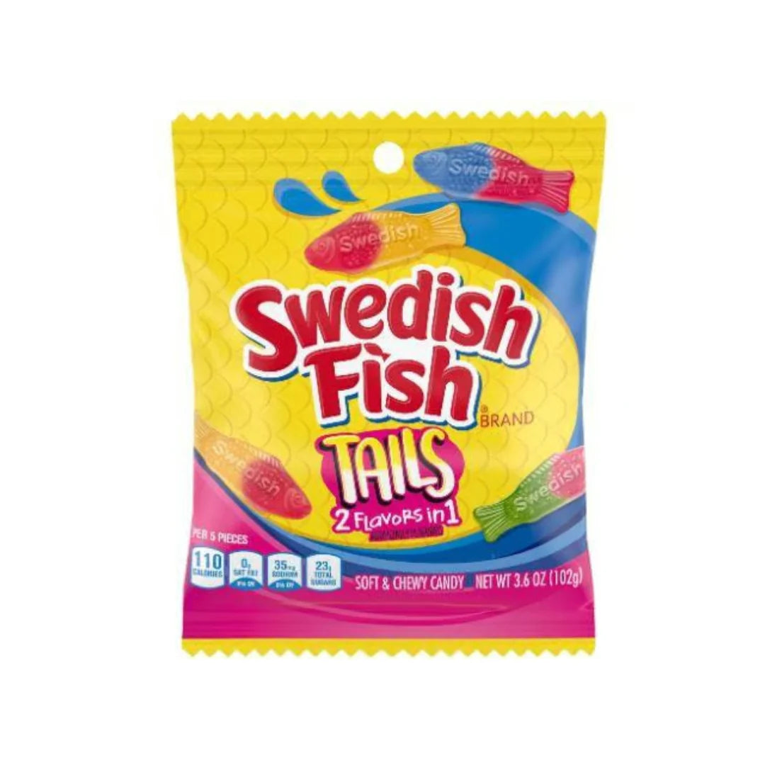SWEDISH FISH TAILS 2 FLAVOURS IN 1 102GR