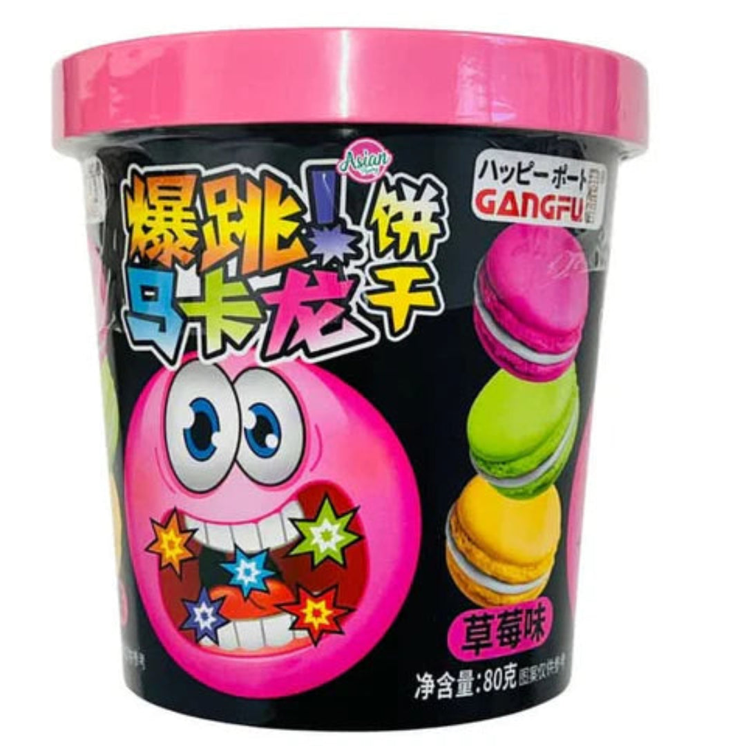 GANGFU POPPING CANDY MACARONS STRAWBERRY 80GR