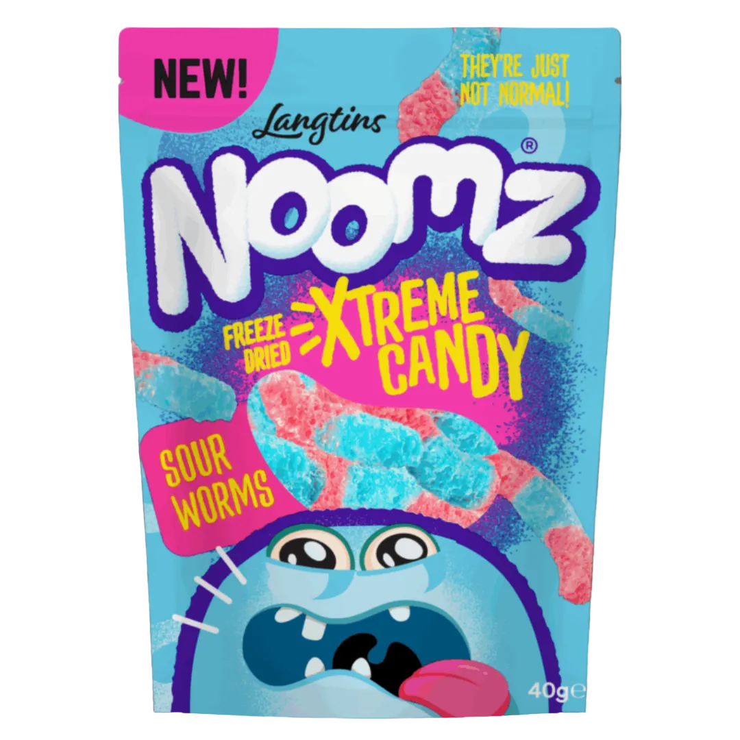 LANGTINS NOOMZ FREEZE DRIED EXTREME CANDY SOUR WORMS 55GR